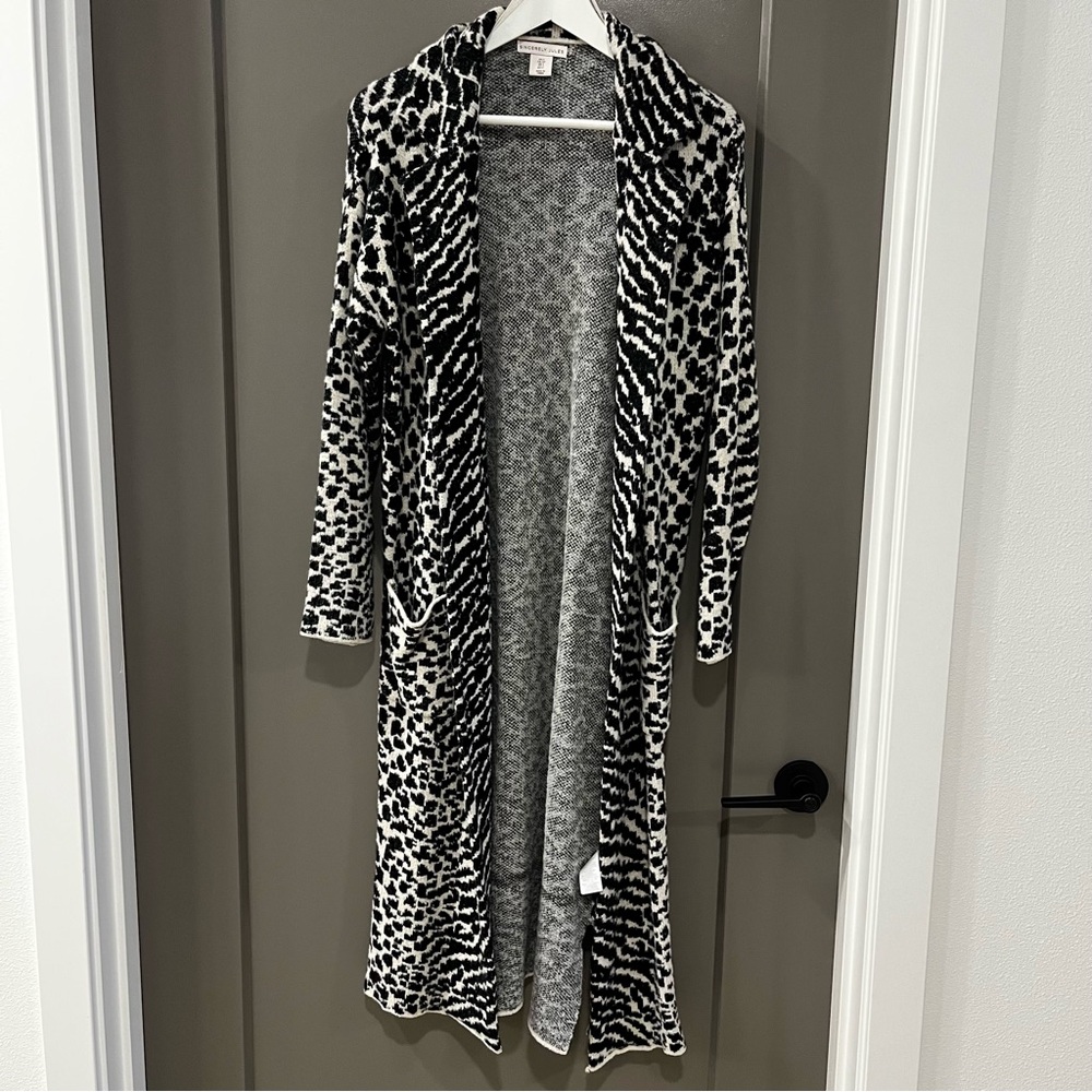 Black and White Fuzzy Knit Cardigan